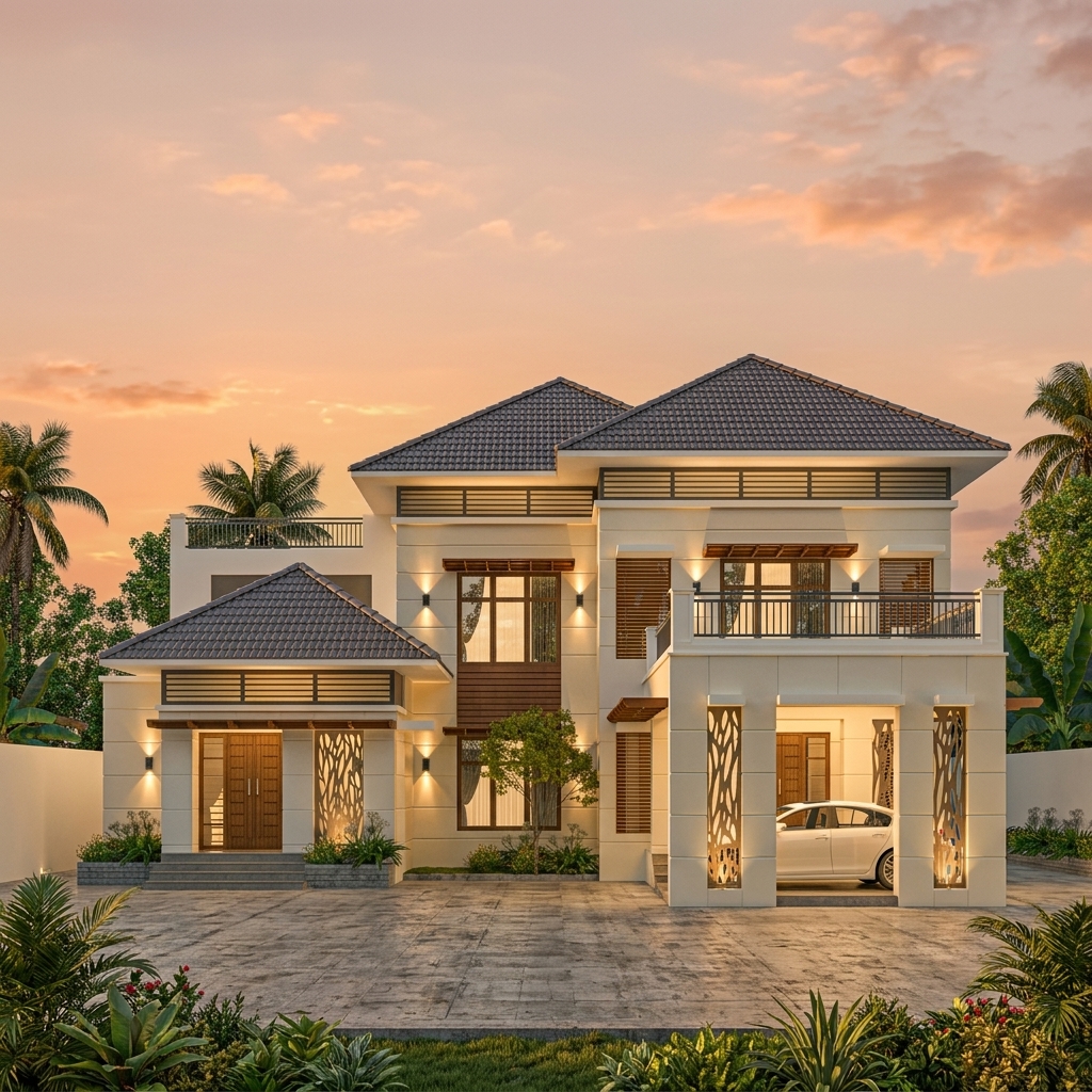 Modern Indian Kerala House by Ideal Nirmaan